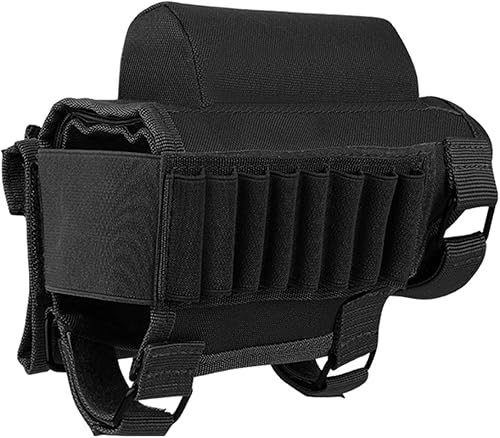 AIRSSON Soporte táctico para rifle para mejillas con 2 bolsas Molle para 8 carcasas de rejilla y 2 alturas diferentes para mejillas .22 .223 Cal