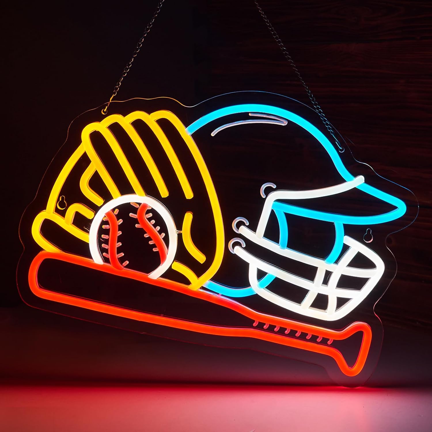 Baseball Neon Sign for Wall Decor Sport Wall Decor Smart plug timer compatible USB-Powered Teen Room Gifts for Birthday Sports Fans (16.5x12.1 Inch)