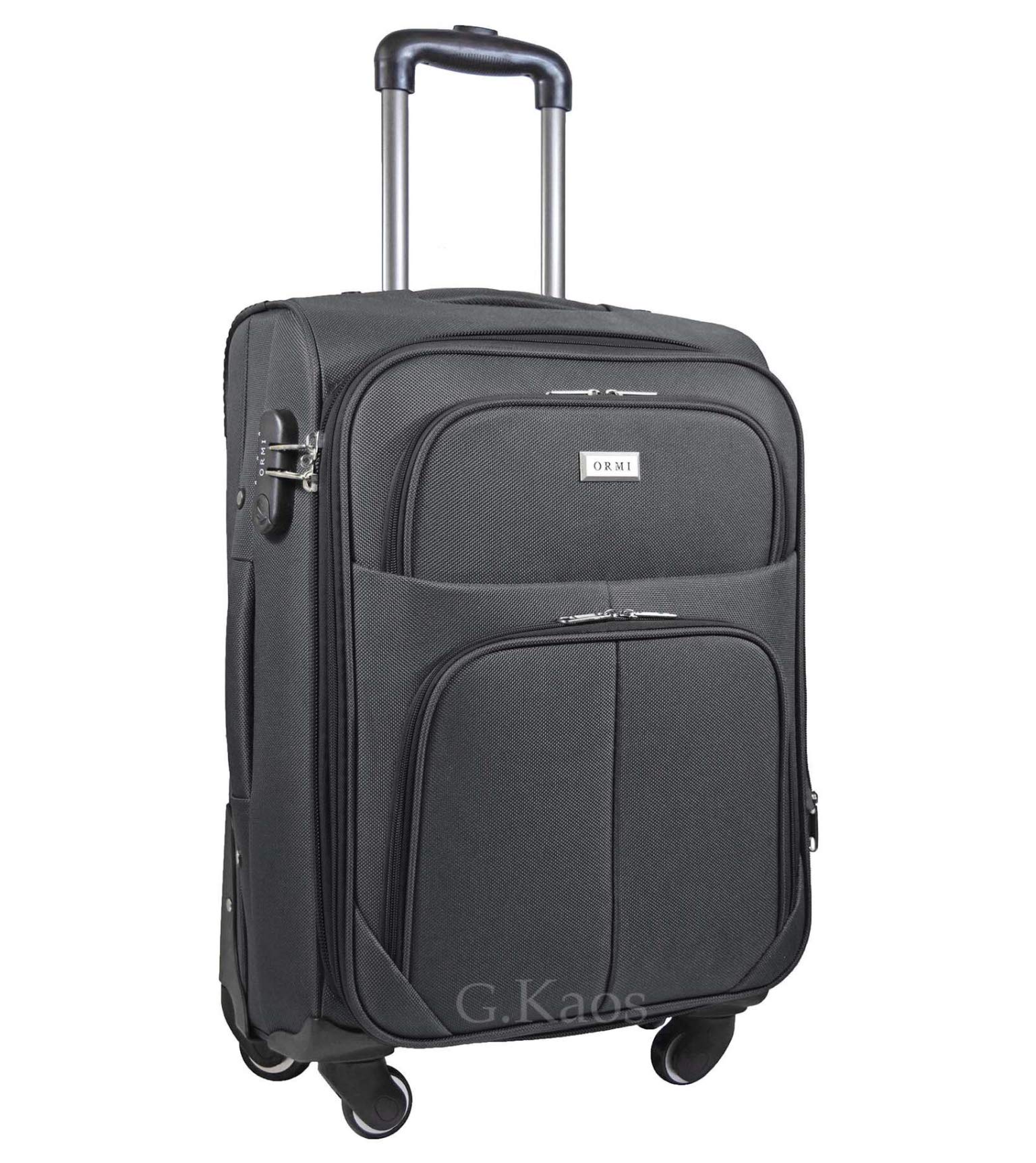 SLmilano Trolley valigia set valigie semirigide set bagagli in tessuto super leggeri 4 ruote piroettanti trolley piccolo adatto per cabina con compagnie lowcost art.214 (grigio)