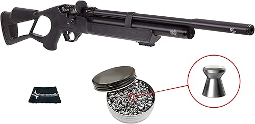 Hatsan Flash QE (energía silenciosa) Rifle de aire PCP calibre .22 con paquete incluido de 250 pellets (calibre de pelletspeso .2212.96 granos) y