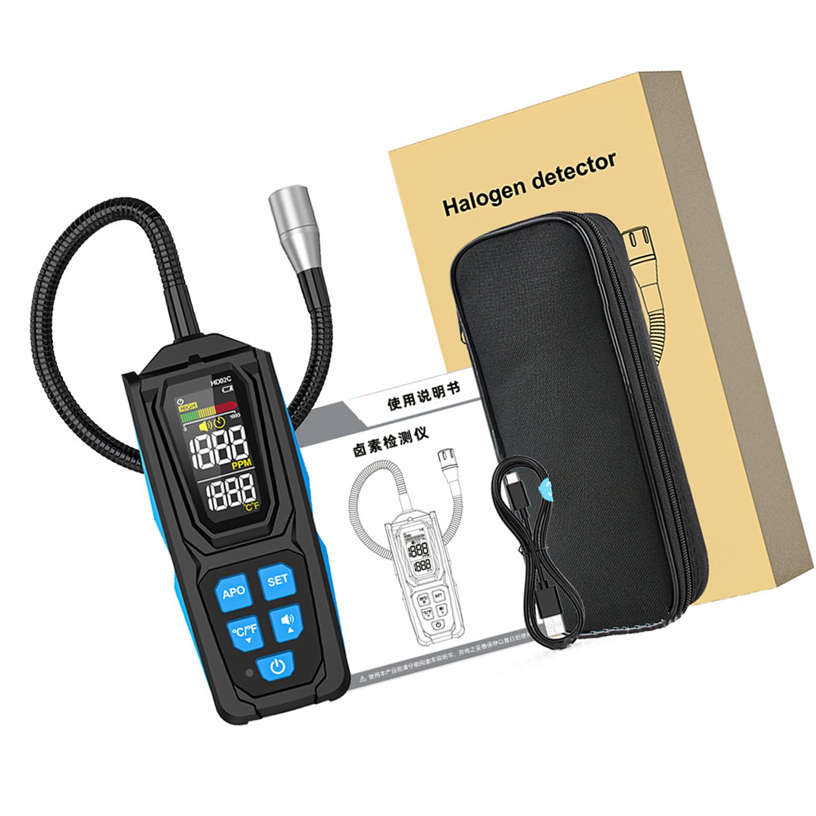 Kaeltsyn Hd02c Sensitivity Refrigerants Leak Detector For Hvac Car Air Conditioners With Flexible Probes And Sound Alarm Hvac Leak Detector