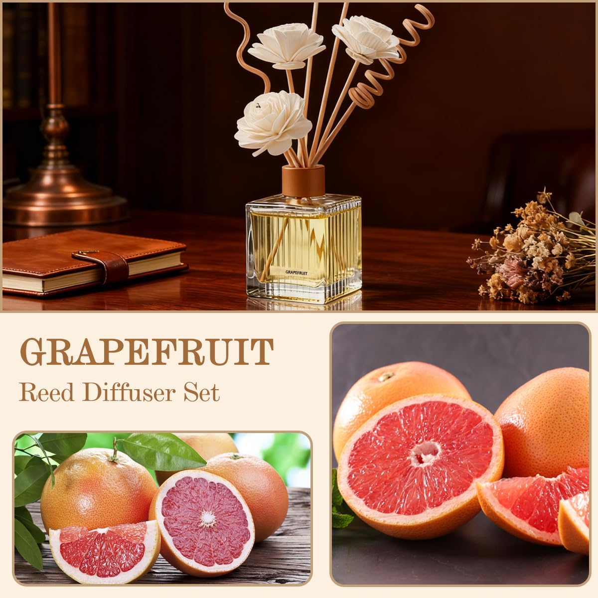 Grapefruit Reed Diffuser 6.7oz (200ml) Bedroom & Home Decor