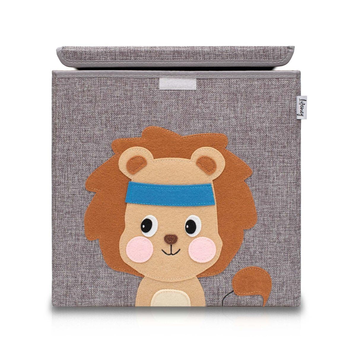 LIFENEY Storage Box with Lid and Lion Toy Box with Animal Motif Suitable for Cube Shelves Organiser Box for Children's Room