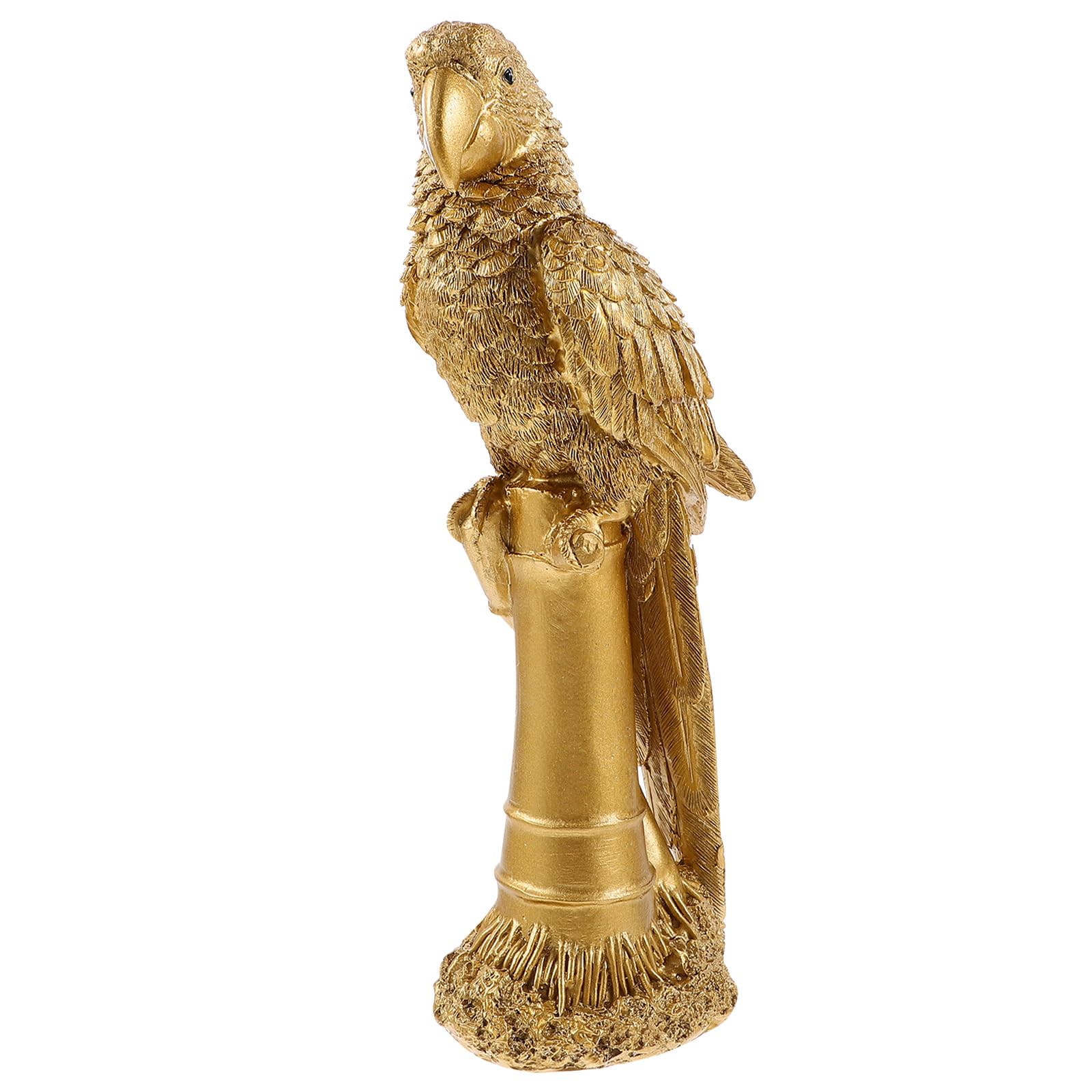 Goldene Vogelfigur aus Kunstharz mit Realistischer Optik für Deko