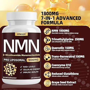 NMN Supplement 1000mg,Liposomal -Nicotinamide Mononucleotide,120 Capsules