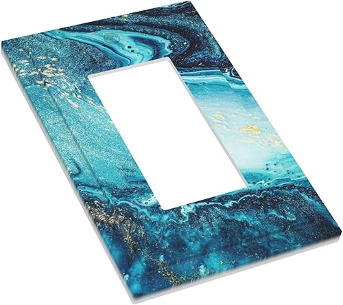 Miniatura 3 de Placa de pared abstracta de mármol azul con textura de piedra falsa de pintura líquida dorada individual rockerDecora placa de pared de 1 cuadrilla,