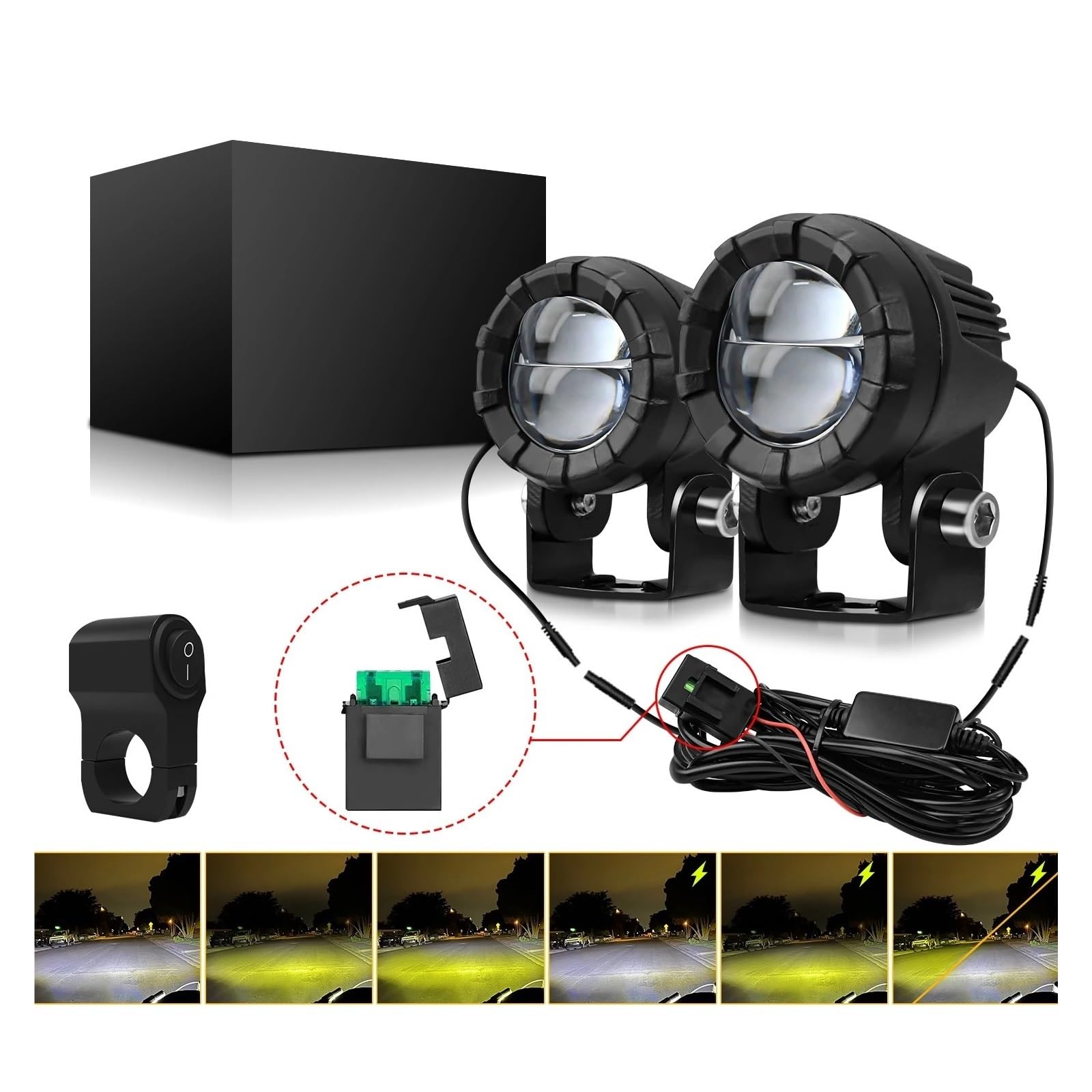 Phare Moto Avec Feu De Jour (DRL) Phares Antibrouillard De Moto Pour Projecteur Led 3000k/4500k/6000k 120W 6000K Pour ATV Camion Dirt Bike SUV UTV