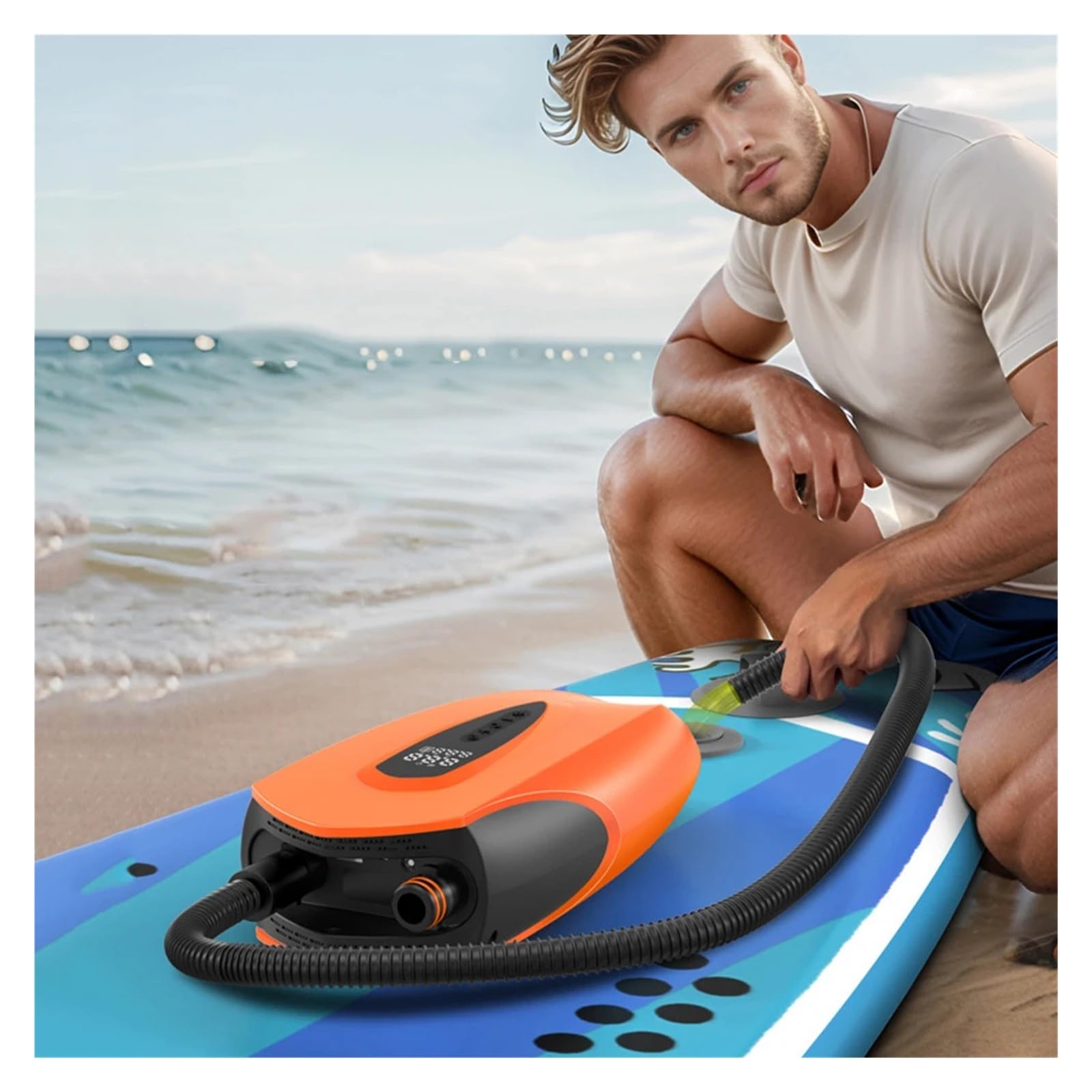 Inflador Electrico, Bomba de tabla de 20 PSI con apagado automático, compresor de aire con pantalla digital for tabla de surf de remo