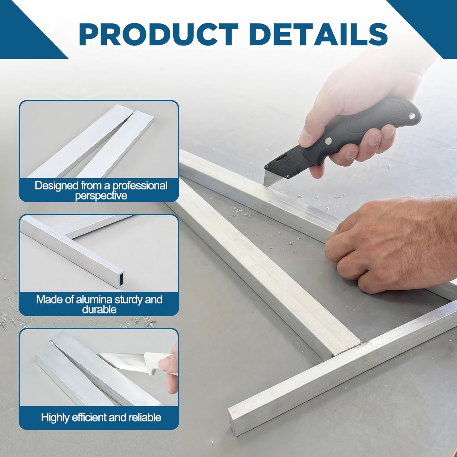 Zonon Heavy Duty Aluminum Square Duct Angle Cutting Guide 15° and 22.5° Precision Tool for Ductwork, Sheet Metal Duct Board Corrosion Resistant Durable HVAC Accessory