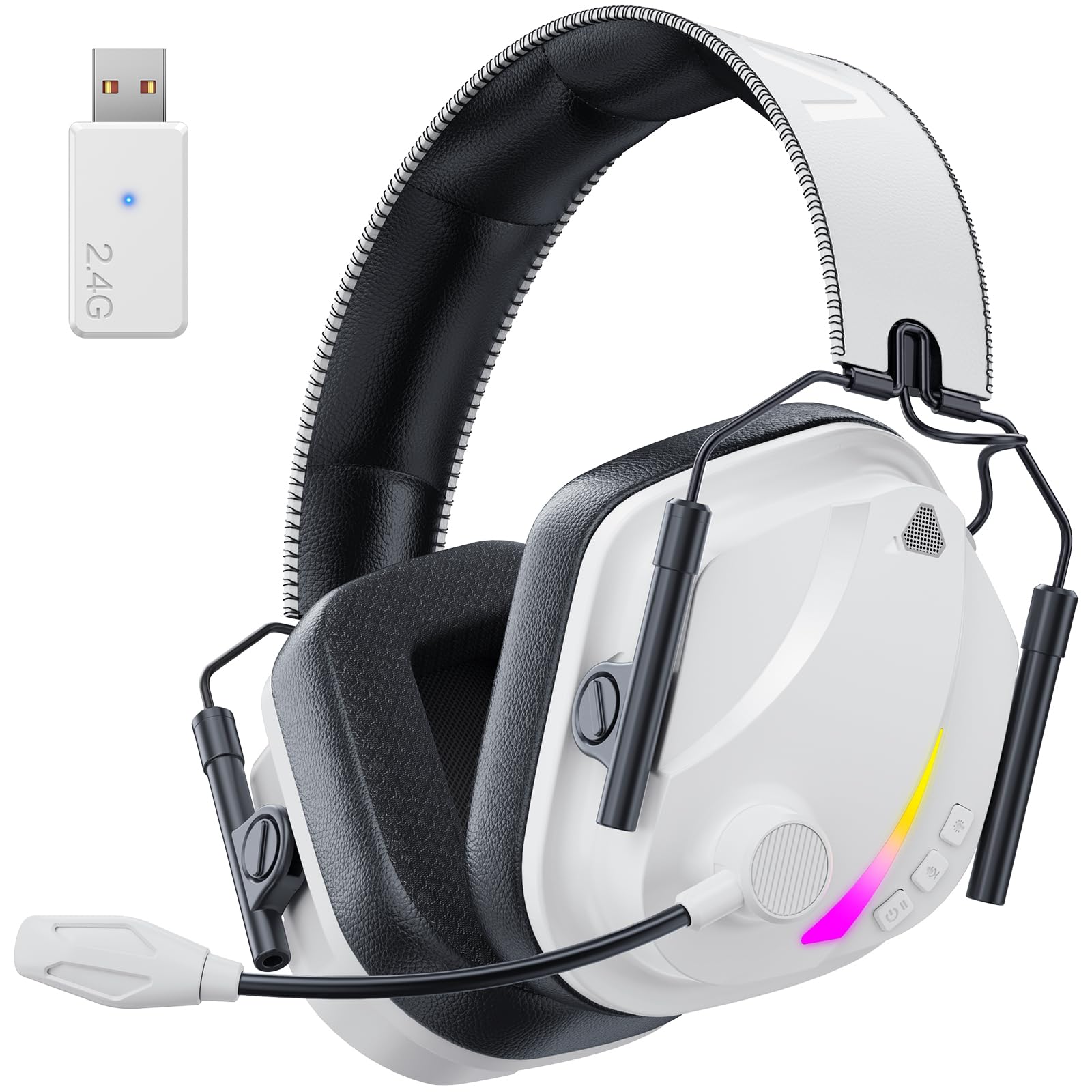 Vakedy Wireless Gaming Headset for PS5, PS4, PC, 2.4GHz Low-Latency &amp; Bluetooth 5.4 Gaming Headphone with Noise Canceling Mic, 50mm Drivers, 50H Battery Wireless Headset for Switch, Mobile, Mac