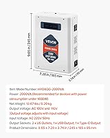 Vista 7 de VEVOR Convertidor de Voltaje Reductor, 2000VA, Convertidor de Energía de Voltaje de Servicio Pesado, Transformador de Energía de 220V a 110V, con 2