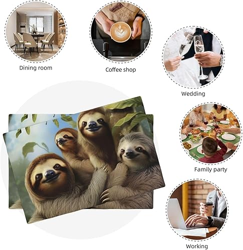 Miniatura 8 de Juego de 6 manteles individuales de lino con doble costura de 18 x 12 pulgadas, manteles individuales antideslizantes para mesa de cocina,