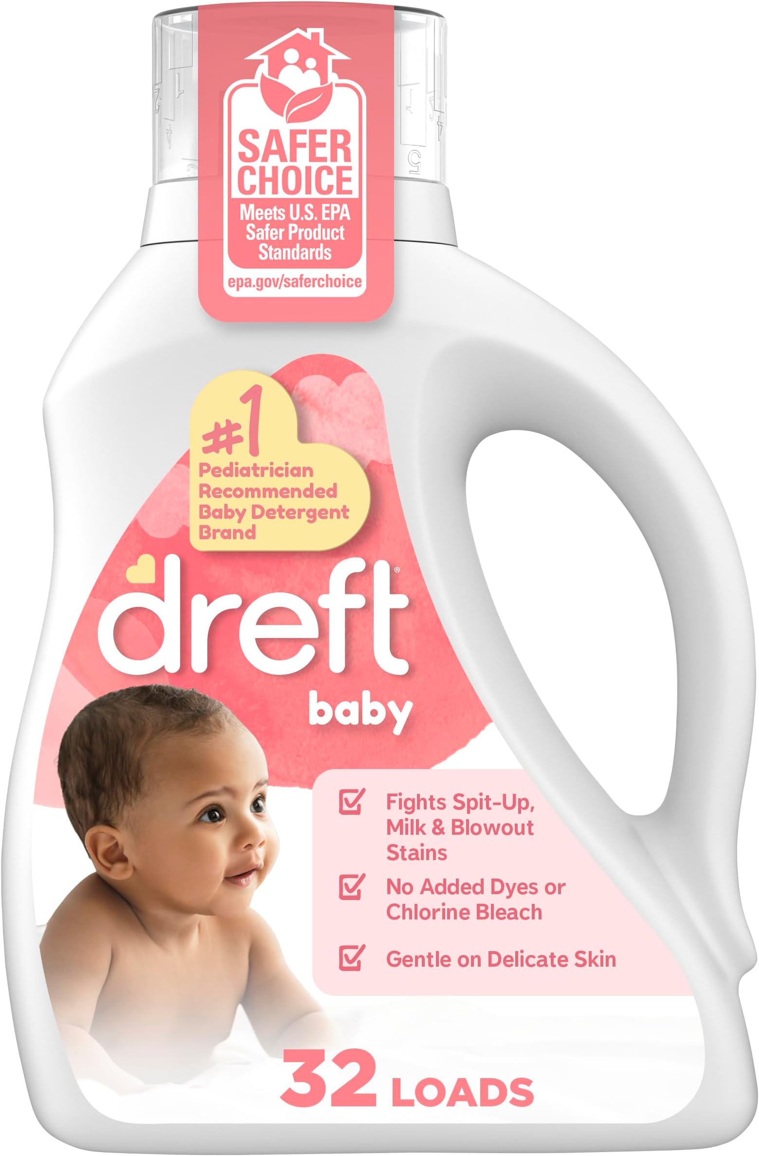 Dreft Baby Liquid Laundry Detergent, Gentle on Sensitive Skin Laundry Soap, 42 fl oz, 32 Loads (Packaging May Vary)