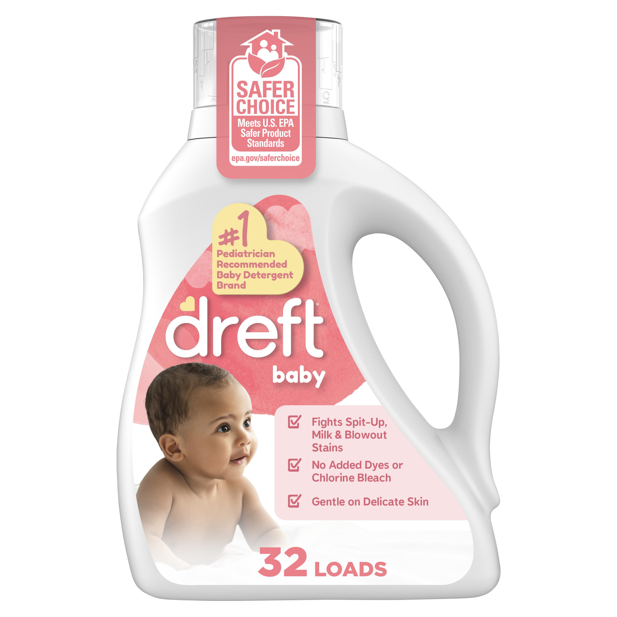 Dreft Baby Liquid Laundry Detergent, Gentle on Sensitive Skin Laundry Soap, 42 fl oz, 32 Loads (Packaging May Vary)