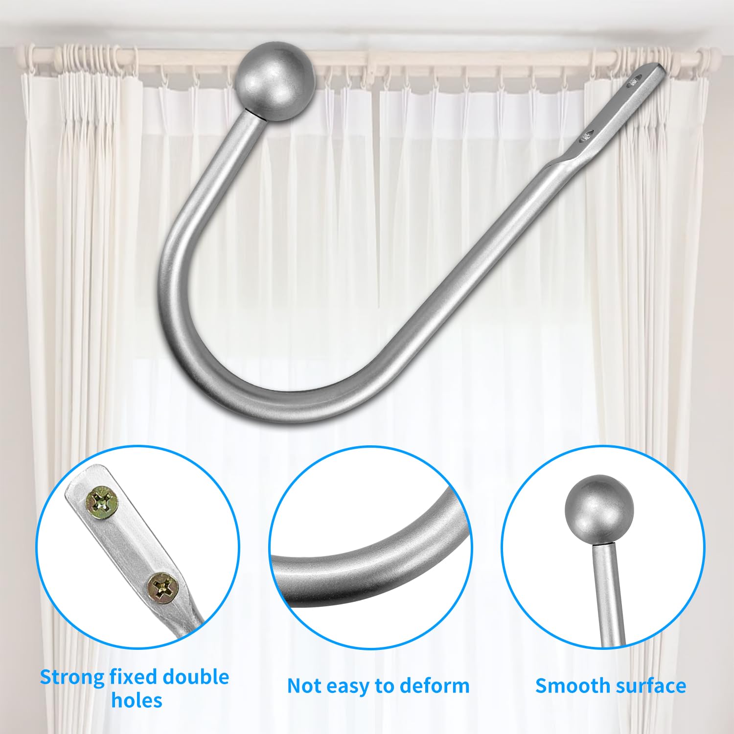 4 Ferma Tende Metallici A U - Argento, Per Decorare E Organizzare La Casa - Foto 8