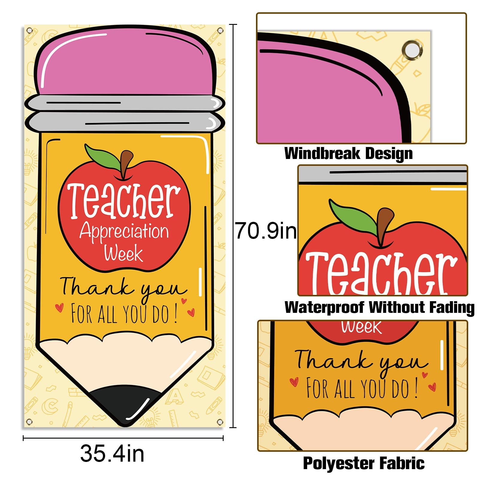 Teacher Appreciation Week Door Cover May Thank You Teachers Party School Classroom Front Door Banner Photography Decoration - Image 3