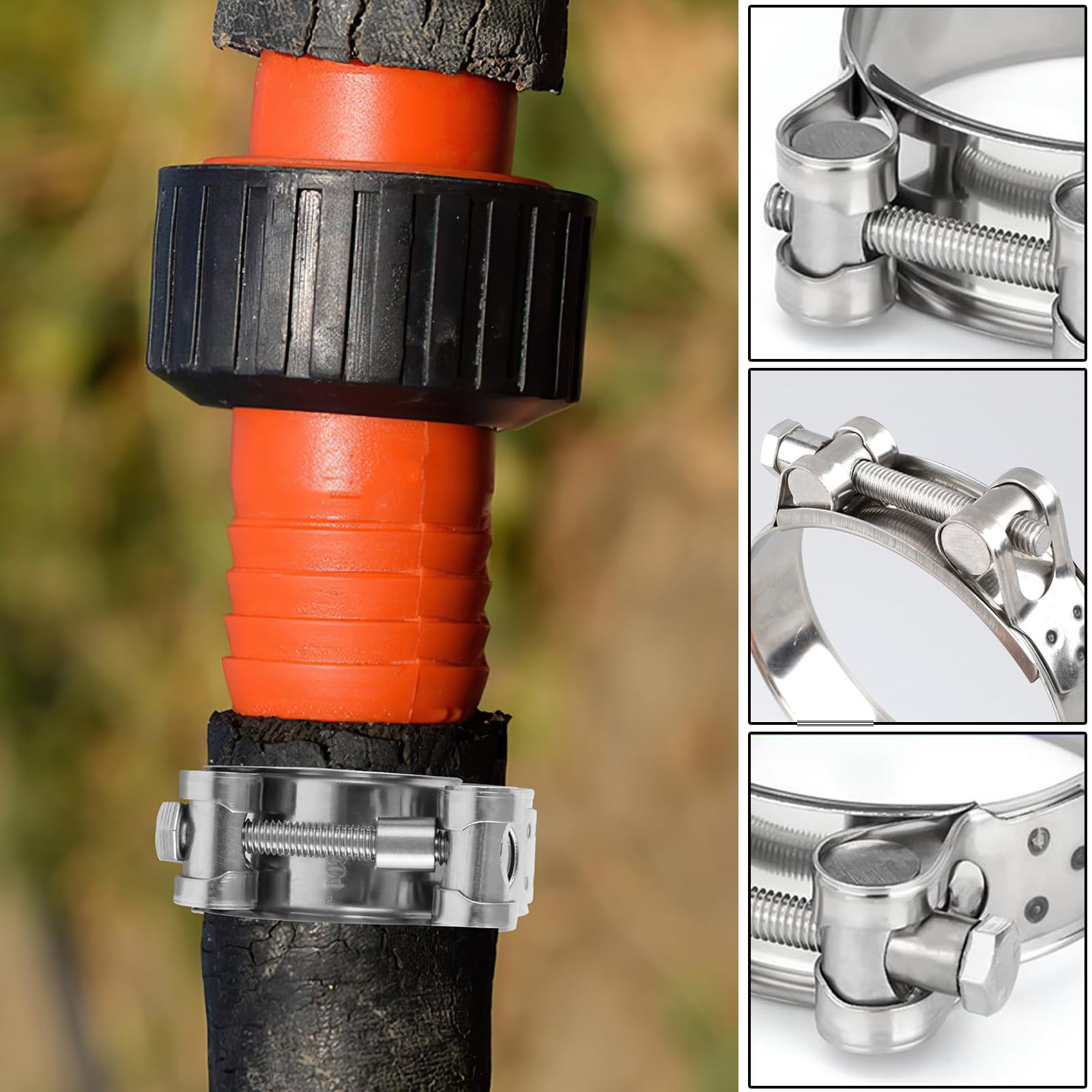 Colliers Serrage Acier Inoxydable 304 - 4 Pièces 40-43mm Pour Tuyaux Échappement Moto/Machine - Boulon Pivot