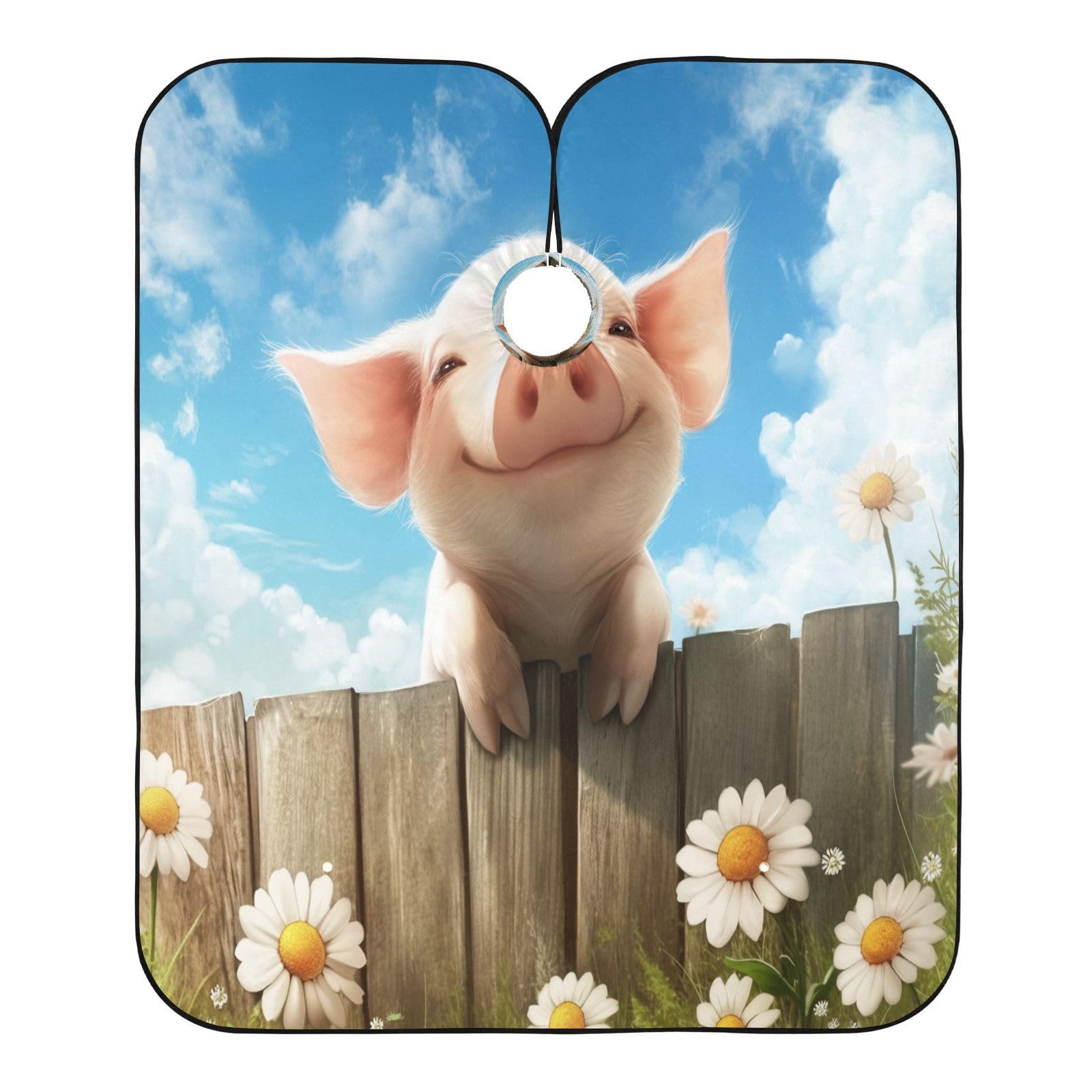 Kigai Cute Daisy Pig Hair Cutting Cape for Men & Women Waterproof Barber Cape Professional Hairdressing Salon Styling Apron with Adjustable Closure Snap