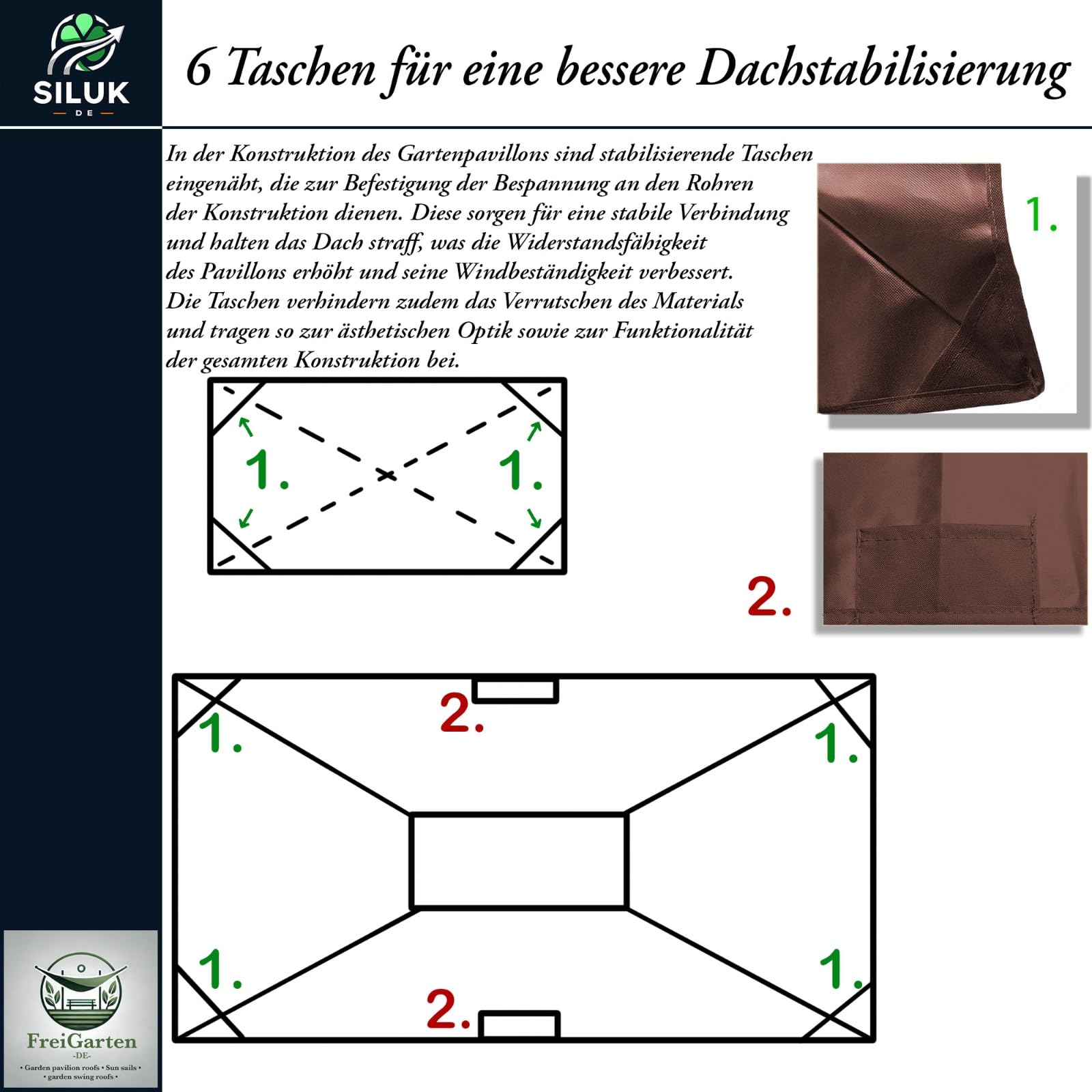 Tetto di ricambio per gazebo barbecue 2,4[m] x 1,5[m] sabbia antico gazebo impermeabile Materiale: PVC Panama Soft 370 g/m² extra forte modello 11 (marrone)