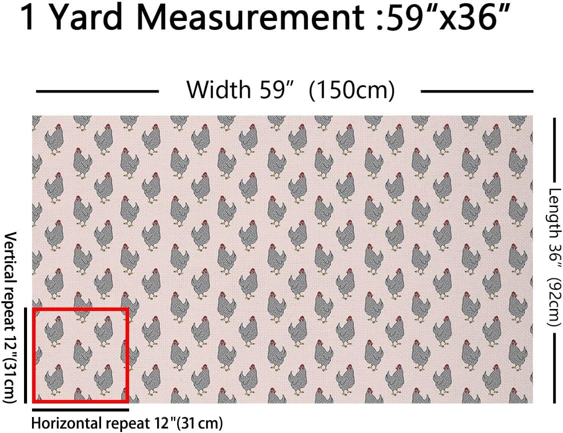 Erosebridal Chicken Fabric By The Yard Cartoon Chicken Upholstery Fabric Farm Animal Decorative Fabric Rustic Nature Indoor Outdoor Fabric for Kids,Pink Waterproof Craft Patchwork 5 Yards