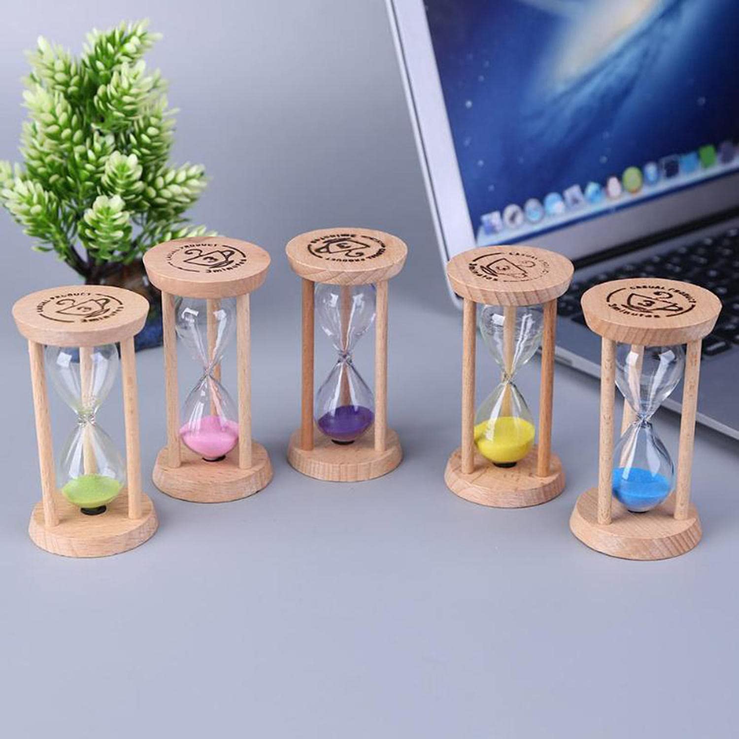 Sand Timer,Sandglass, 5 minut drewniana kwadratowa rama klepsydra klepsydra piasek zegar zegar 4 kolory świetny prezent dom/kawiarnia/biuro wystrój(Green)