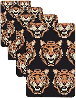 Tiger Head Pattern1 Car Air Fresheners 4 Pcs Rectangle Hanging Car Air Freshener Fragrance Scented Cards Auto Mirror Pendant Aromatherapy Tablets For Car Home Office Closet Bathroom