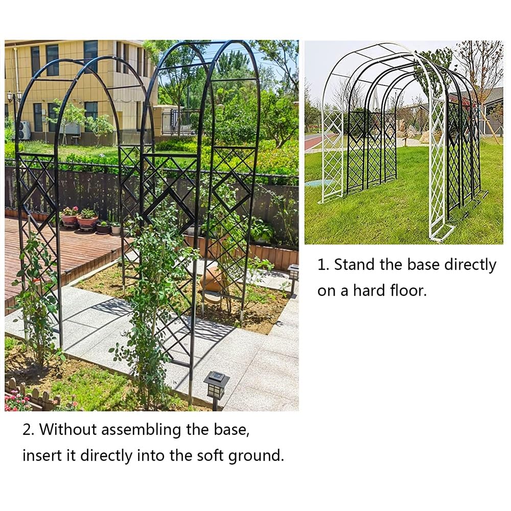 Arche de jardin en métal marron pour plantes grimpantes - Support de treillis en fer - 2 m de large x 2,7 m de haut - Parfait pour les rosiers, les vignes et l'aménagement paysager du jardin