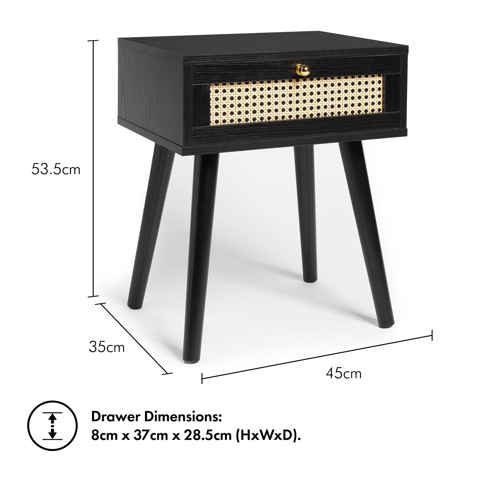 Spinningfield Black Side Table, 1 Storage Drawer End Table