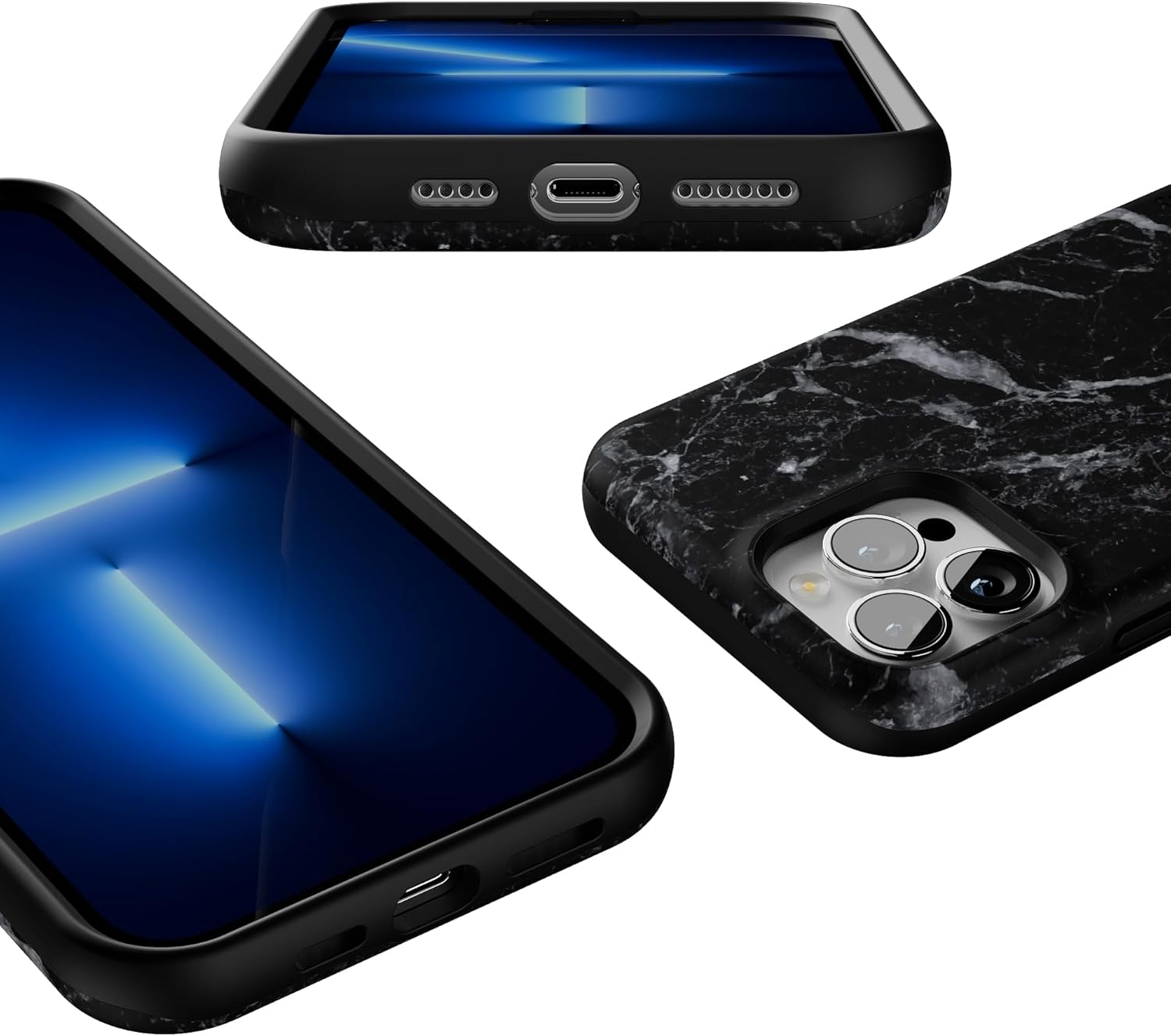 Casely iPhone 13 Pro Max Case | Black Pearl Marble | Bold Protective Design | Compatible with MagSafe