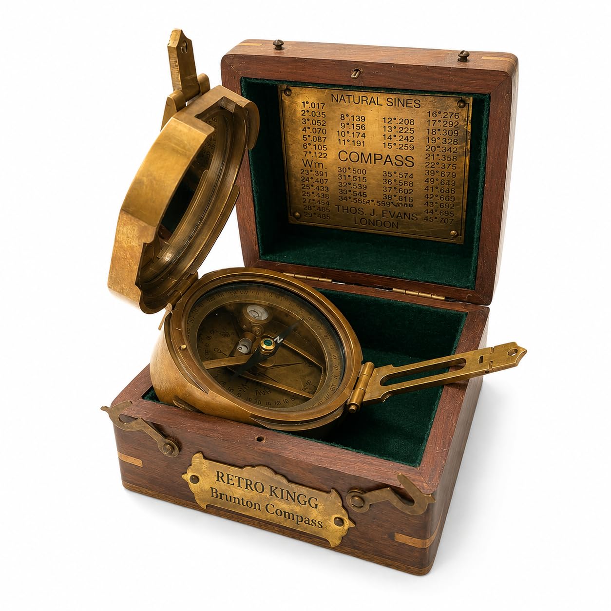 Premium Brown Antique Brunton Compass with Wooden Box | Vintage Survey & Navigation Compass for Geological, Land Survey, Hiking & Collectors Gift-picture-10