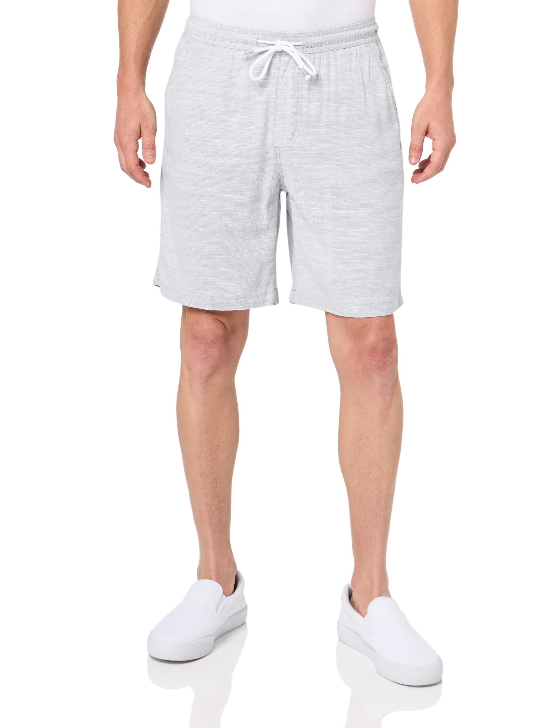UNIONBAY Men's Marina Cotton Slub Elastic Pull-on Shorts, Gray, Medium