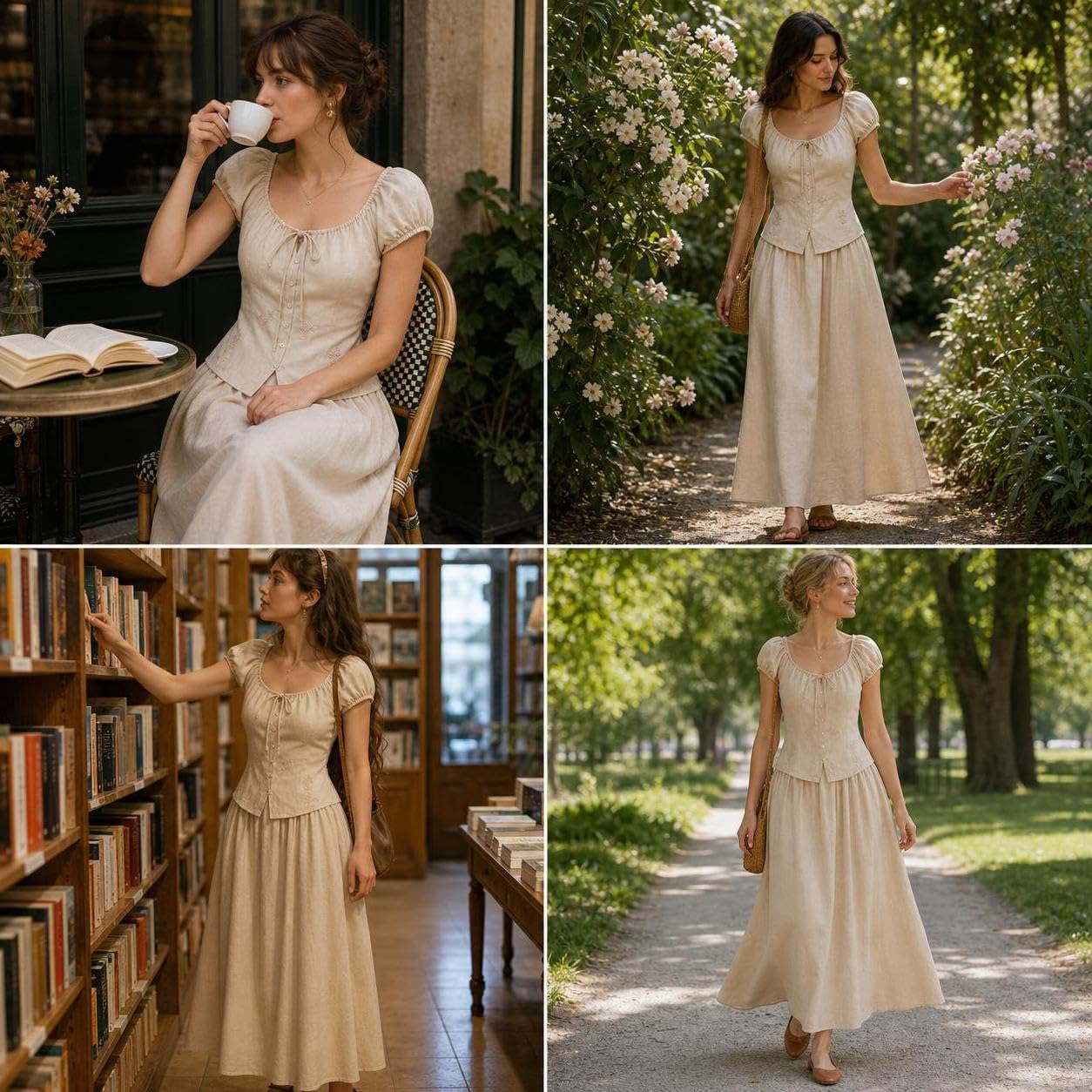 Homyl Tailleur jupe femme 2 pièces chemise et jupe midi brodée manches courtes rétro, Mo féminine - Brorie florale