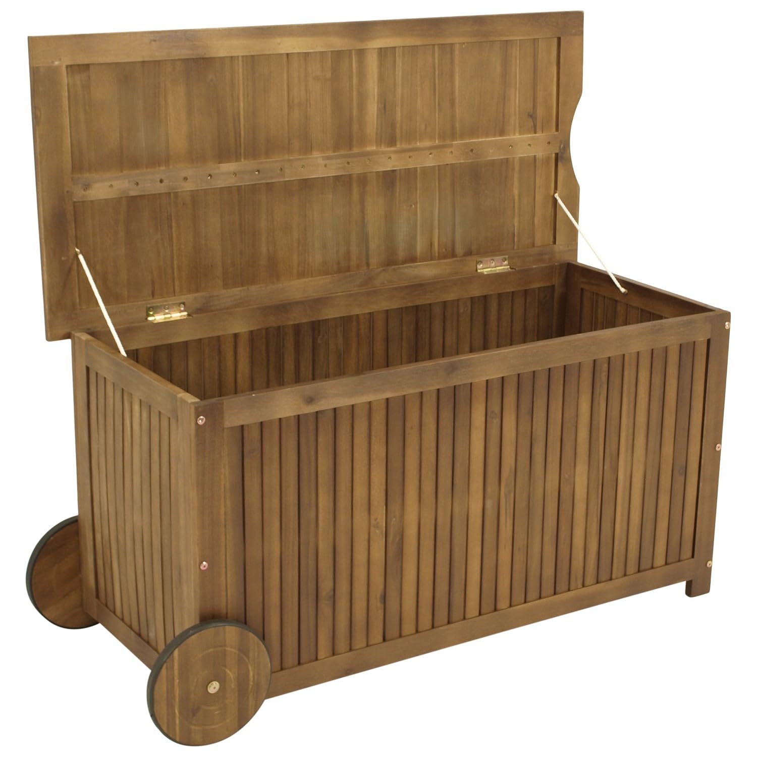 DEGAMO Kissenbox Auflagenbox NAVARRA mit Rollen, Akazienholz braun geölt, Outdoor, FSC®-zertifiziert