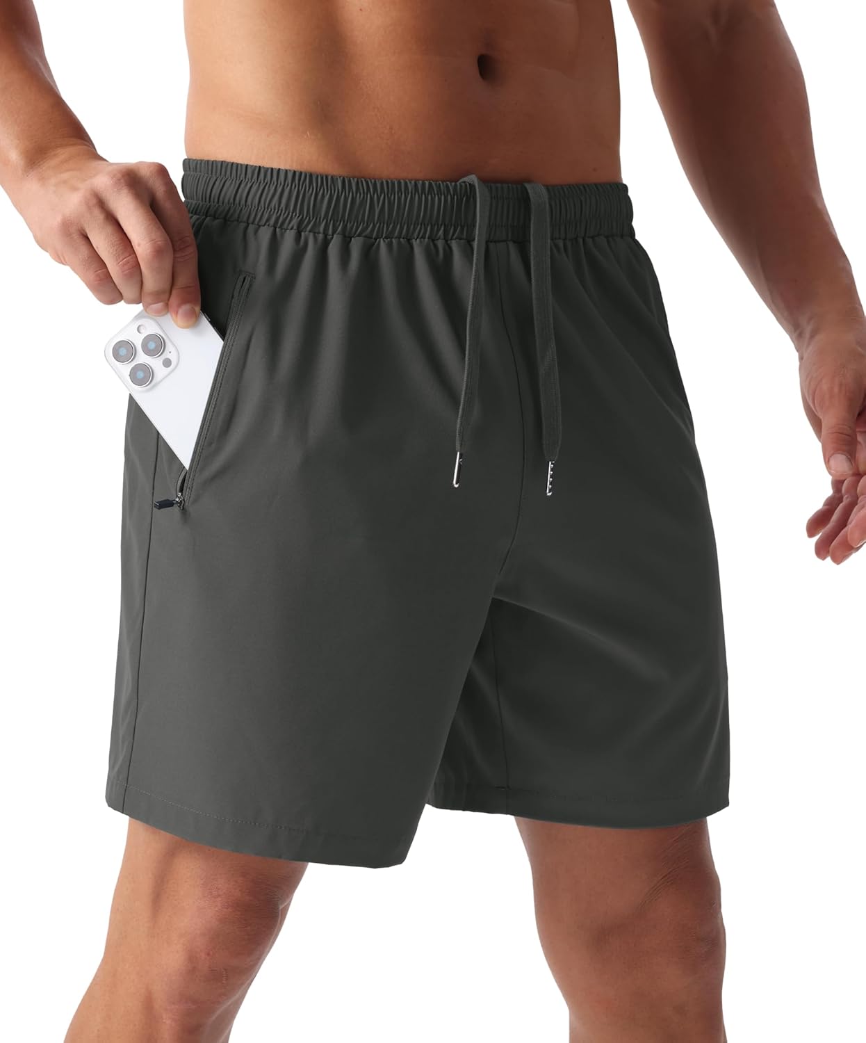 Sailwind Men’s Athletic Running Shorts 7" Quick Dry Lightweight Workout Gym Shorts with Zipper Pockets for Basketball Hiking