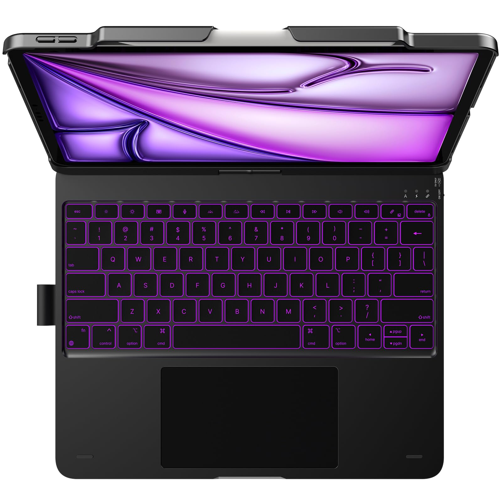 typecase Keyboard Case for iPad Air 13-inch: Multi-Touch Trackpad - 360° Rotatable - 11-Colors Backlit - Wireless Cover with Pencil Holder for iPad Air 13 (M3, 205/M2, 2024) - Dark Black