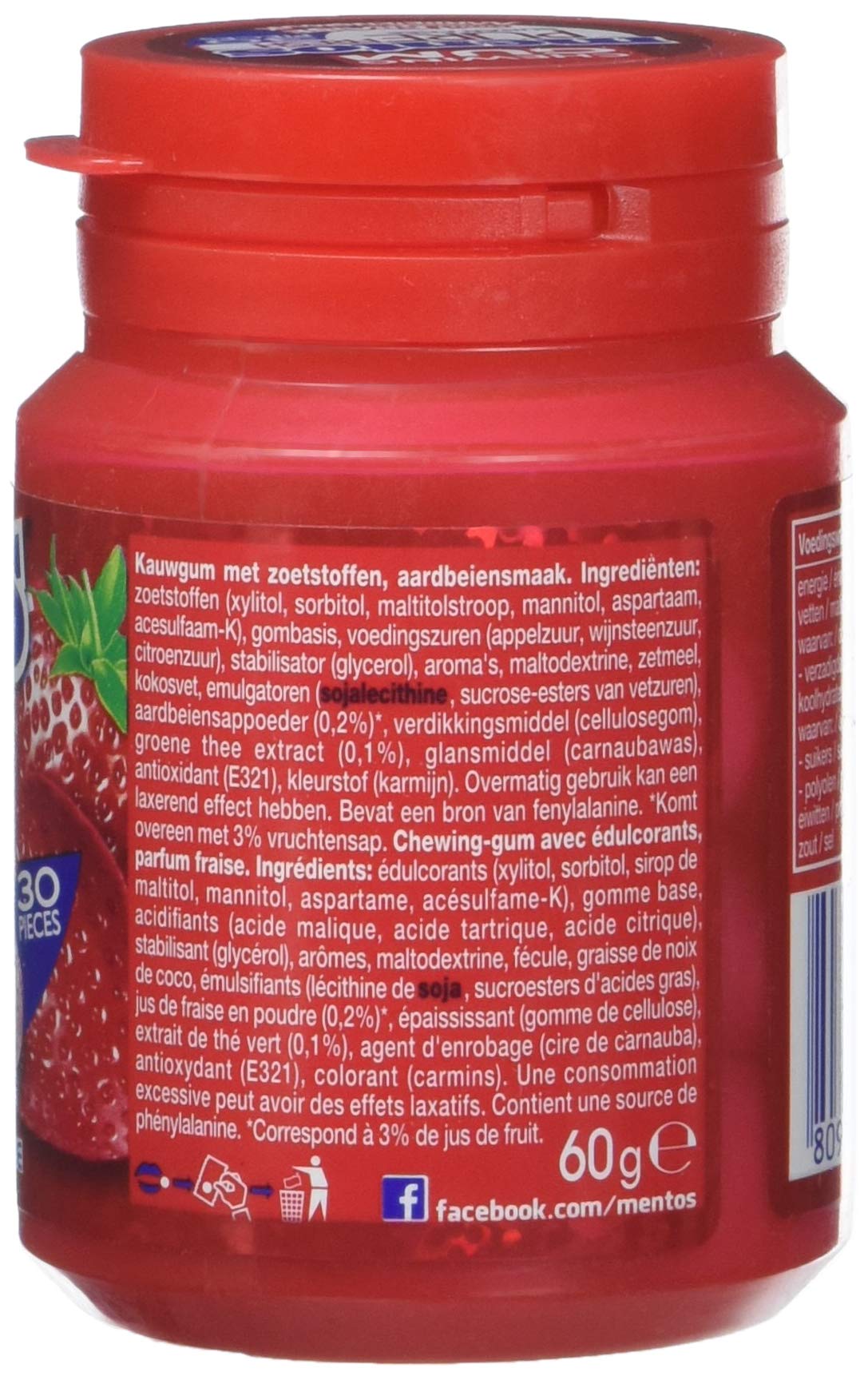 Mentos Gum pure fresh fraise set de 6 boîtes 360 g
