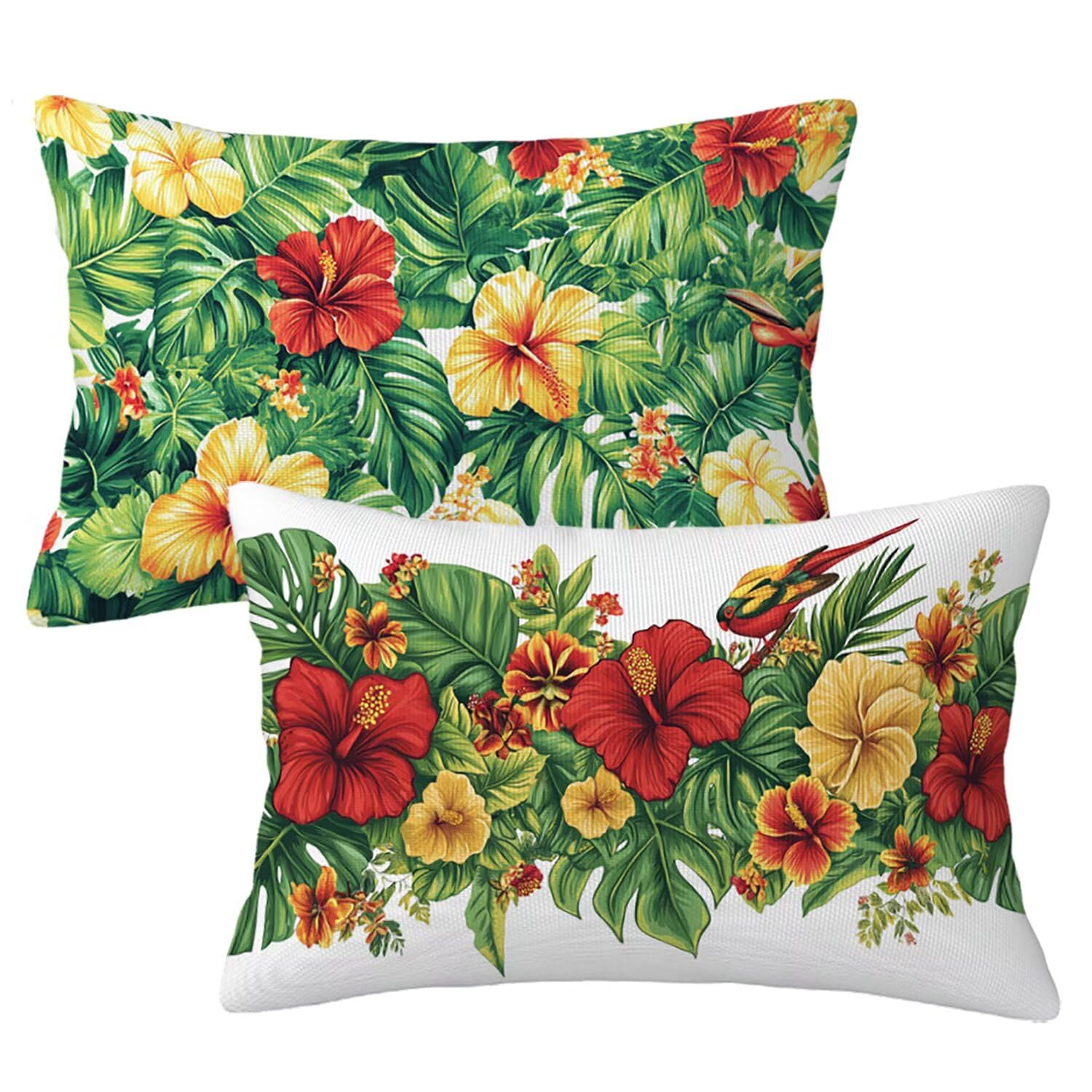 Housse coussin exterieur impermeable 40x60 anti-pluie en lin vert pour banquette de balcon