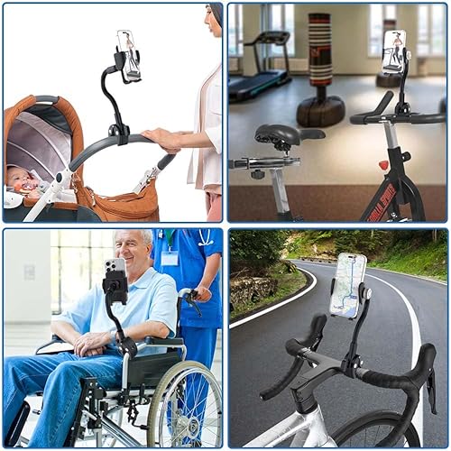 Miniatura 7 de Goosencek - Soporte para teléfono para bicicleta giratoria, soporte de abrazadera para manillar, peloton, cinta de correr, silla de ruedas,