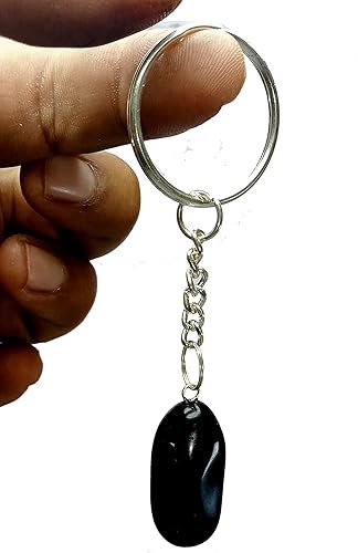 Miniatura 2 de Llavero de turmalina negra con cristales curativos de jaula de cristal, Negro -