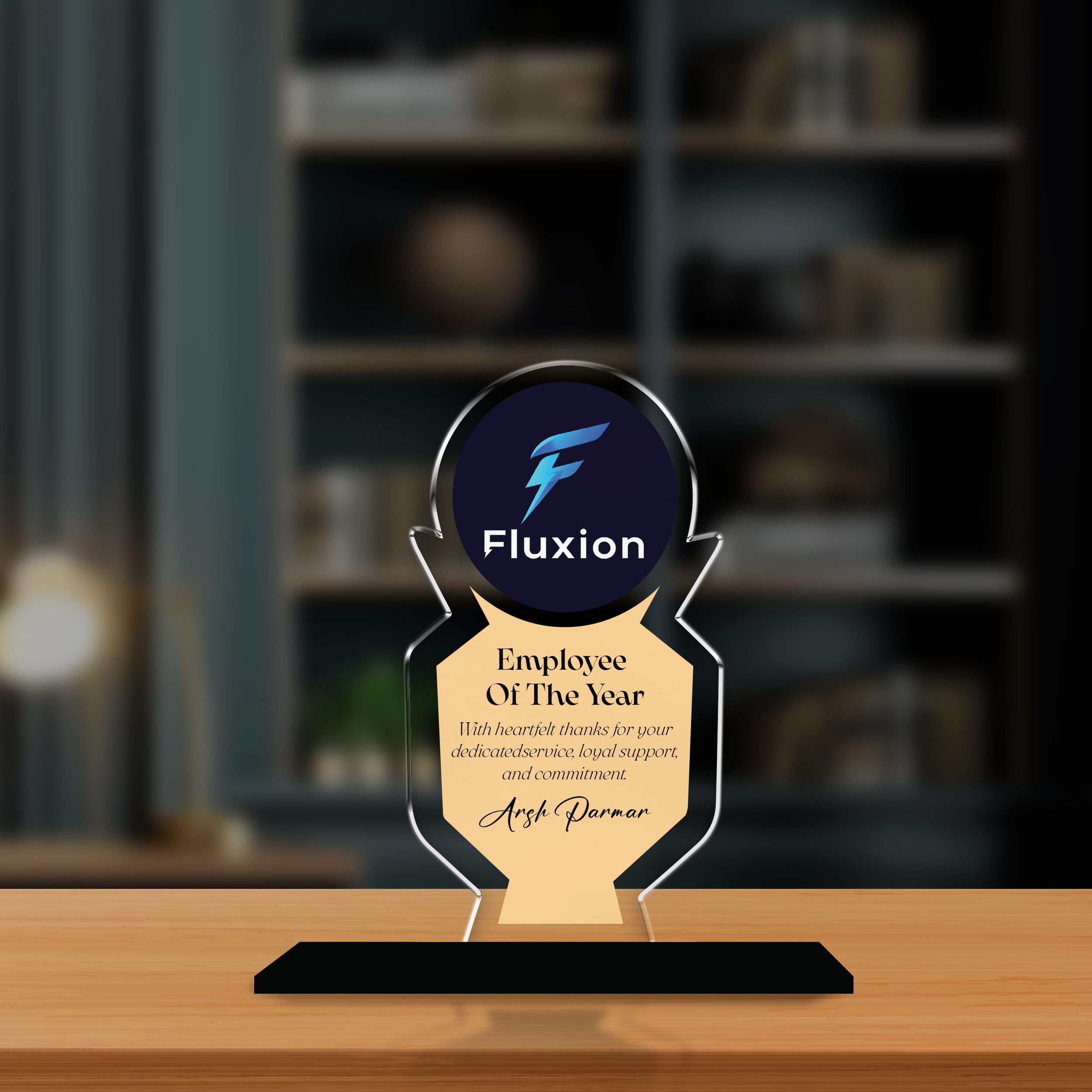 gift me bazar personalized acrylic award trophy custom with name | achievement award for employee, corporate recognition | thankyou gift for employee (employee of the year trophy)