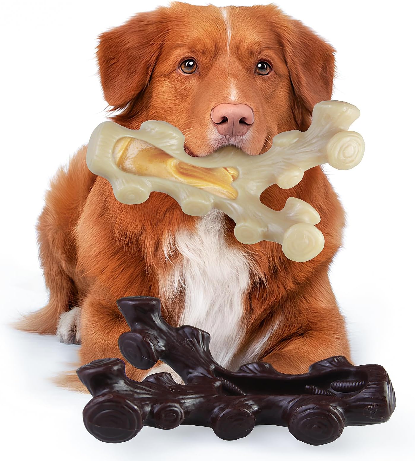 Dog Chew Toys for Aggressive Chewers,2 Indestructible Dog Toys for Medium and Large Breed,Real Bacon Flavored Best Dog Toys to Keep Them Busy, Dog Bones for Teeth Cleaning and Training