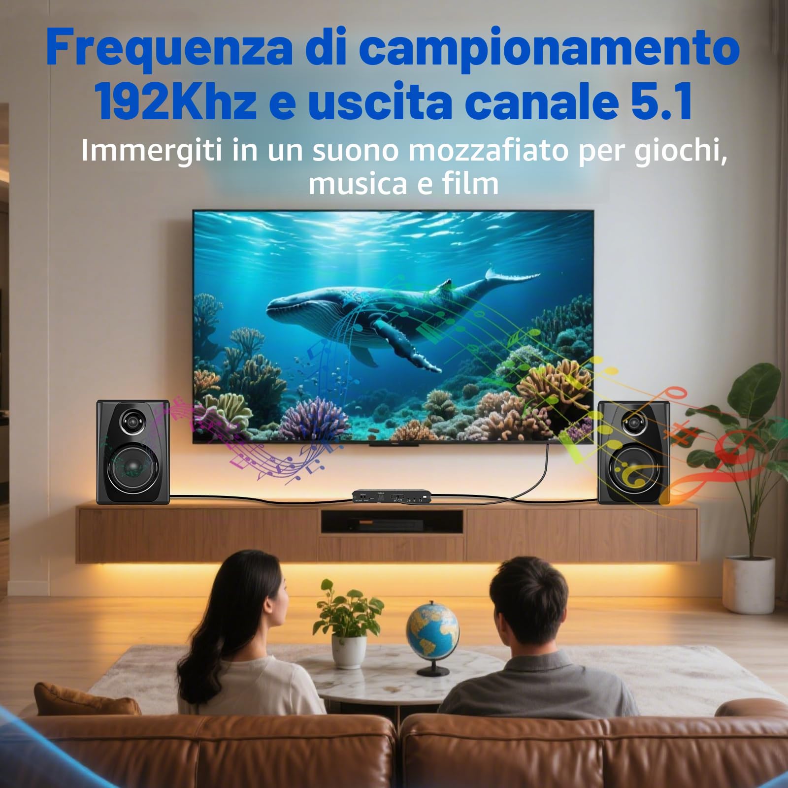 Tendak 192KHz eARC/ARC Audio Extractor,convertitore audio da digitale ad analogico,HDMI eARC/ARC+ottico a HDMI+ottico+L/R stereo da 3,5 mm per amplificatore per altoparlanti soundbar HDTV e cuffie