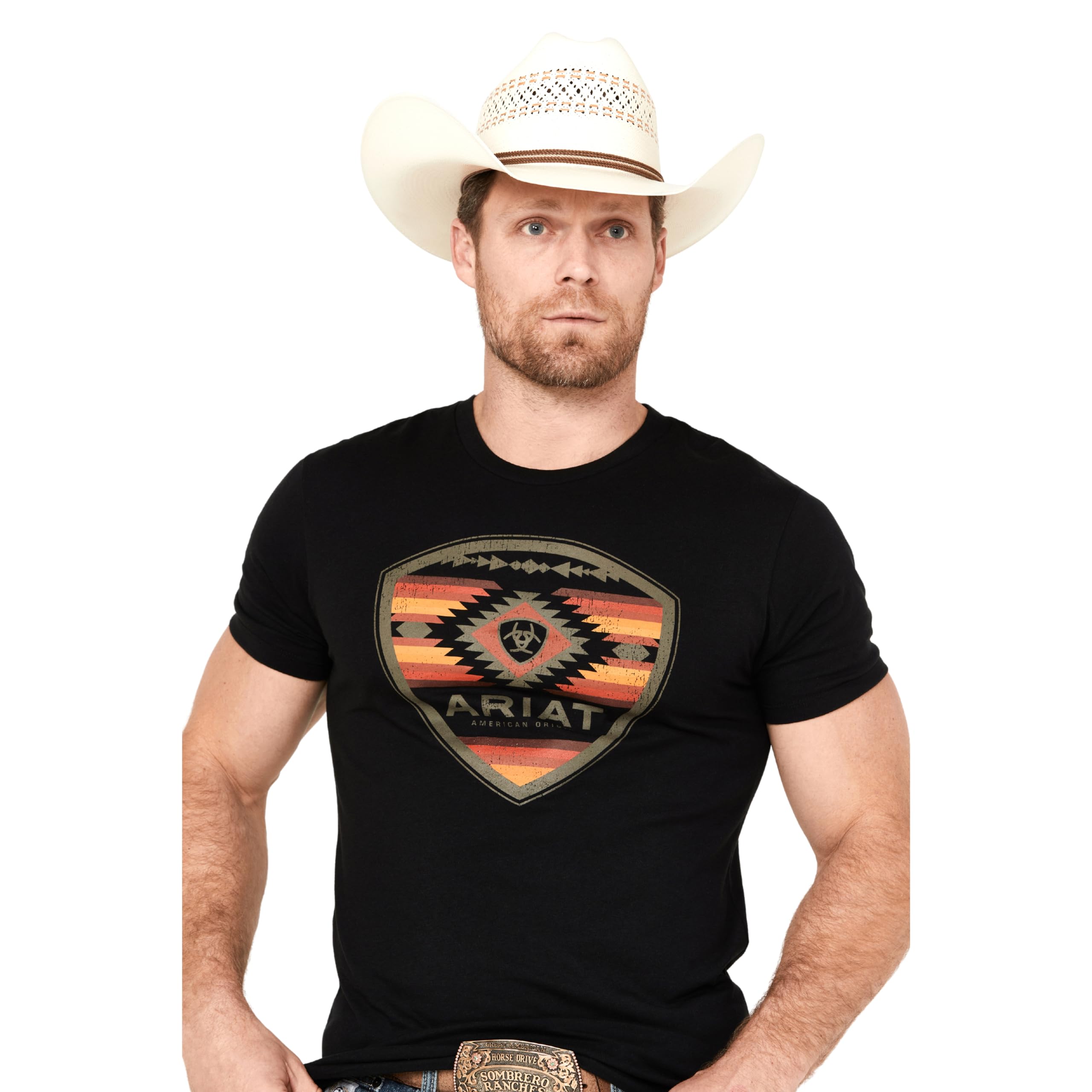 ARIAT Male Horizontal T-Shirt Khaki Heather Small