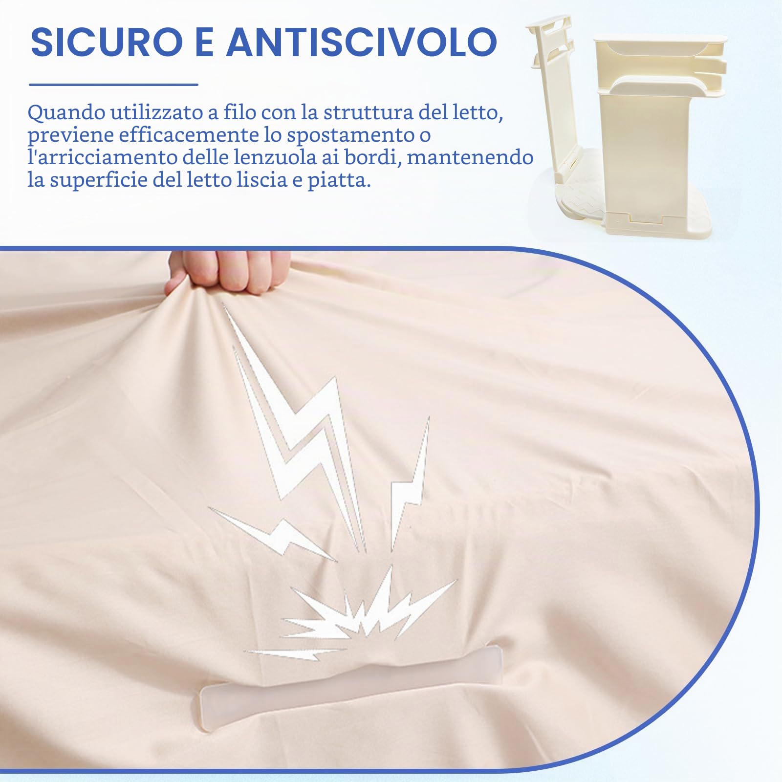 Ferma Lenzuola per Angoli, Blocca Lenzuola al Materasso, Girevole Blocca Angoli per Lenzuola, per Il Bordo del Letto e Gli Angoli, Fissa Le Lenzuola per Evitare Che Scivolino, Pieghevole, 4 Pezzi