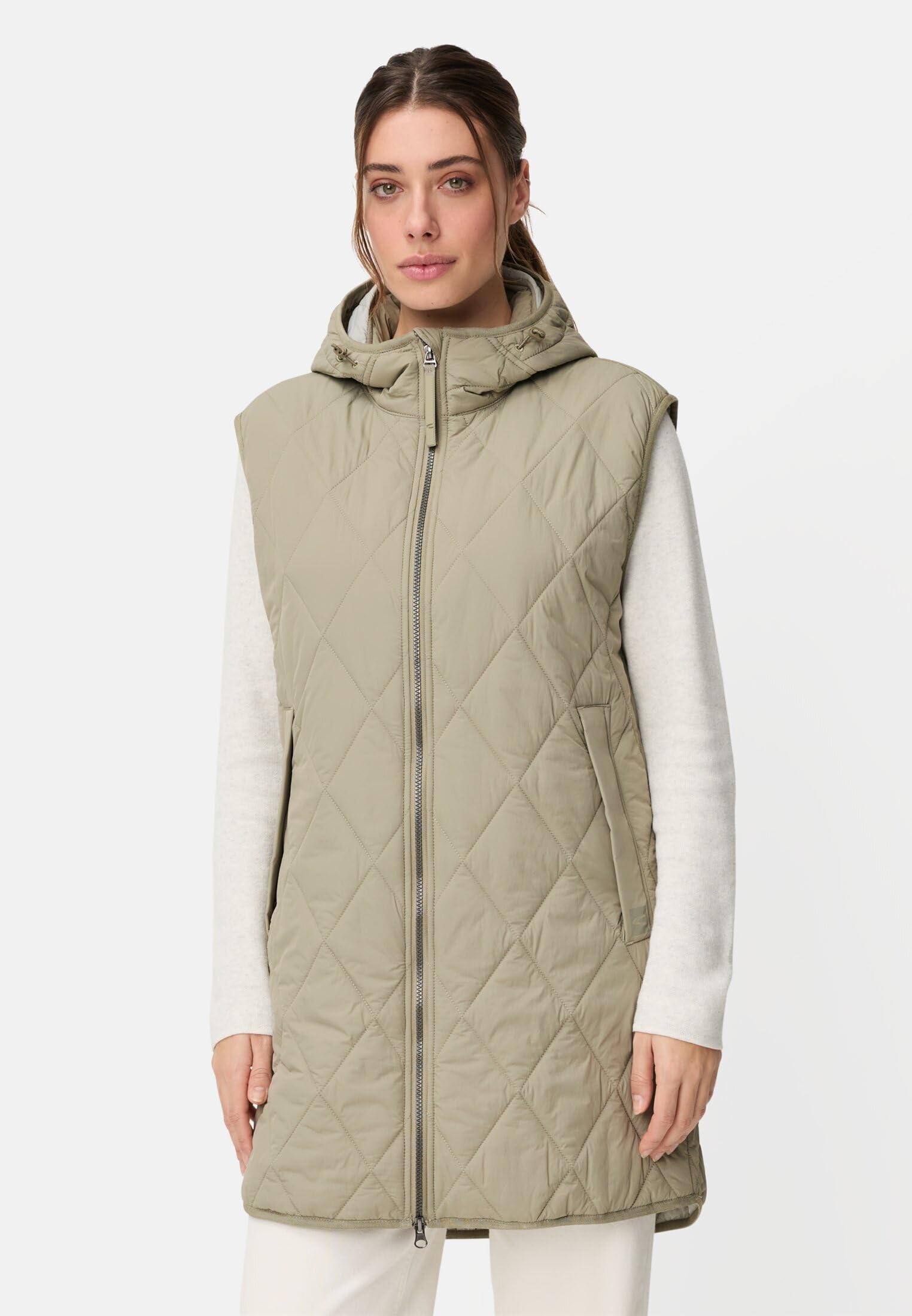 camel active Damen Lange Weste mit Kapuze