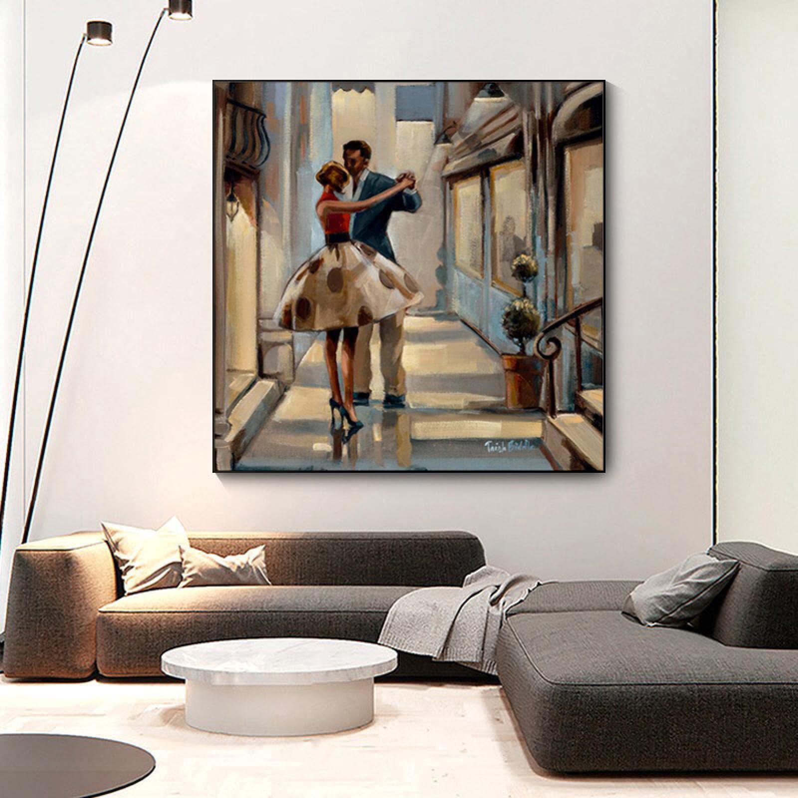 Amazon.co.jp: キャンバスに絵画ヴィンテージカップルダンス現代の壁