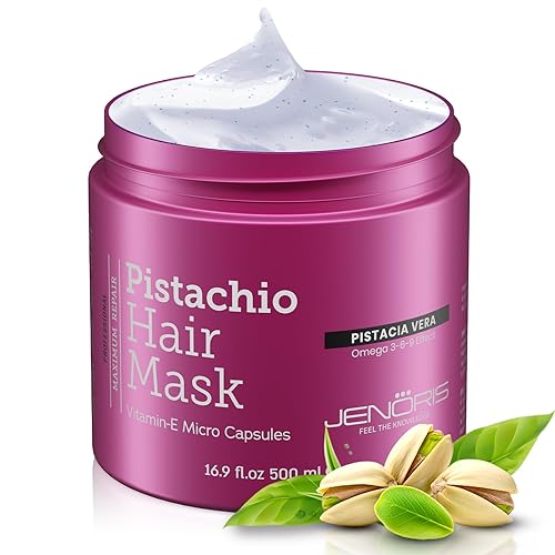 Miniatura 1 de Jenoris Mascarilla capilar de pistacho 16.9 fl.oz Tratamiento profundamente nutritivo que repara y previene daños. Para cabello seco, coloreado,