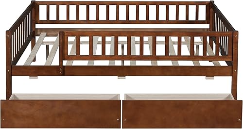 Miniatura 137 de Merax Marco de cama de piso de madera con valla y puerta, natural Natural,Gris,Nuez,Blanco,https://www.amazon.com/dp/undefined