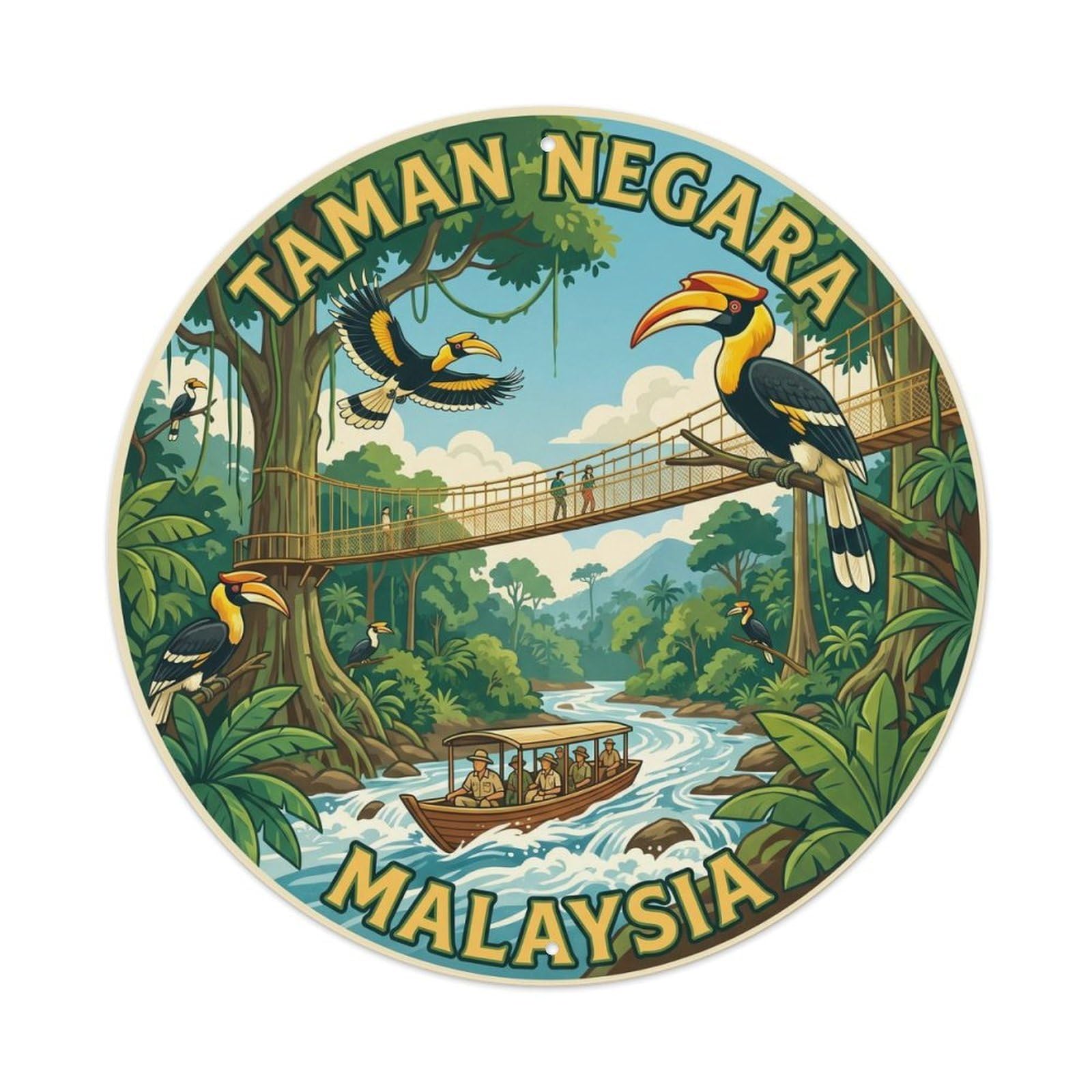 Yrnq 8X8inch Vintage Style Vintage Travel Malaysia Taman Negara Metal Tin Sign