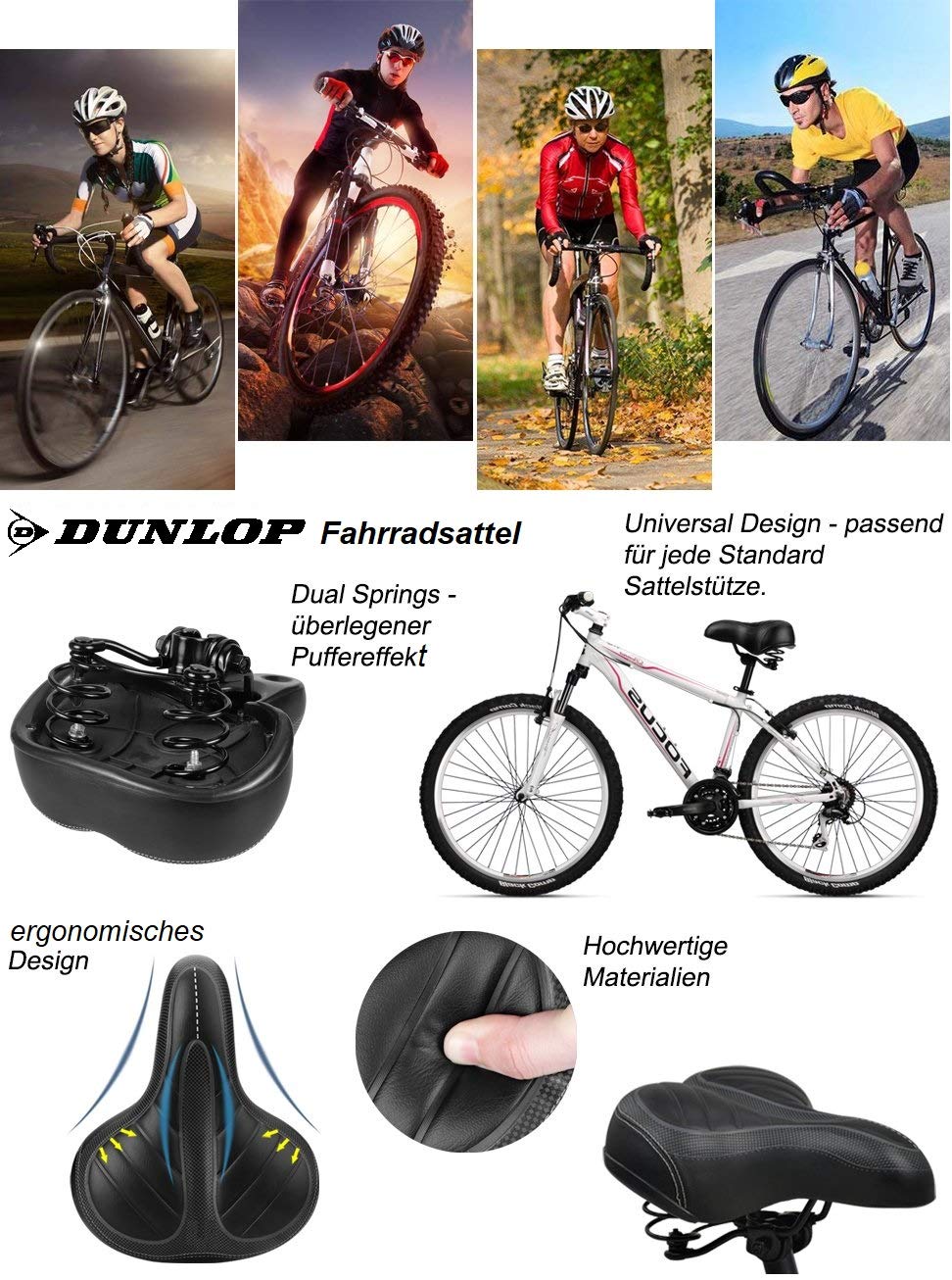 Wittkop Fahrradsattel Fahrradsattel Gelsattel Damensattel Kloben Schwarz